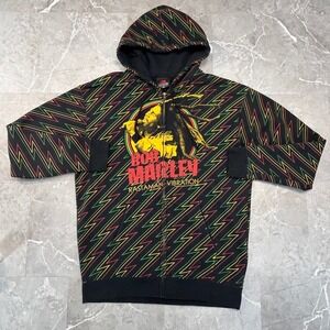 Zion Rootswear Bob Marley Hoodie Mens 2XL AOP All Over Print Sweatshirt Reggae